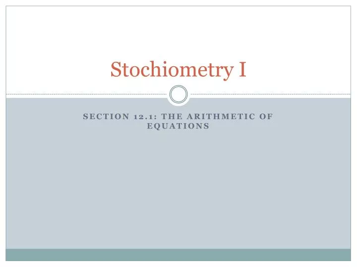 stochiometry i