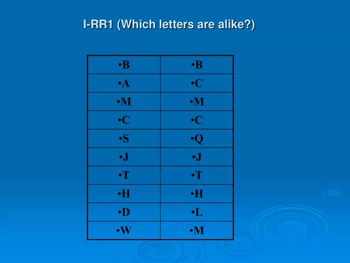 i rr1 which letters are alike