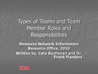 Types of Teams and Team Member Roles and Responsibilities