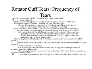 Rotator Cuff Tears: Frequency of Tears