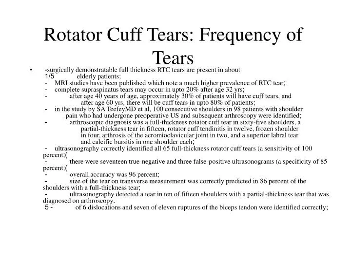 rotator cuff tears frequency of tears