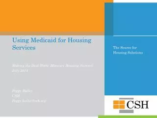 Using Medicaid for Housing Services