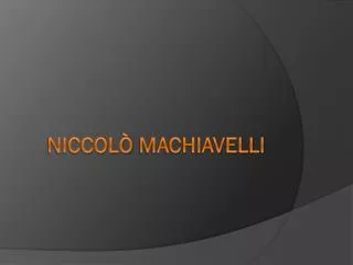 niccol machiavelli