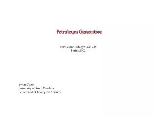 Petroleum Generation
