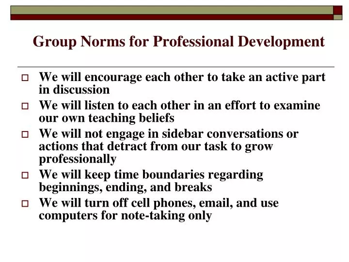 group norms for professional development