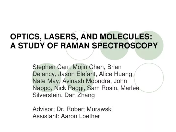 optics lasers and molecules a study of raman spectroscopy