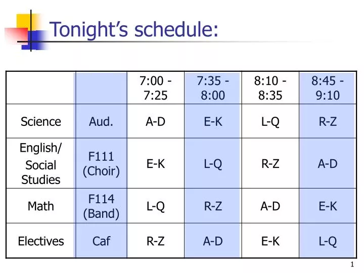 tonight s schedule