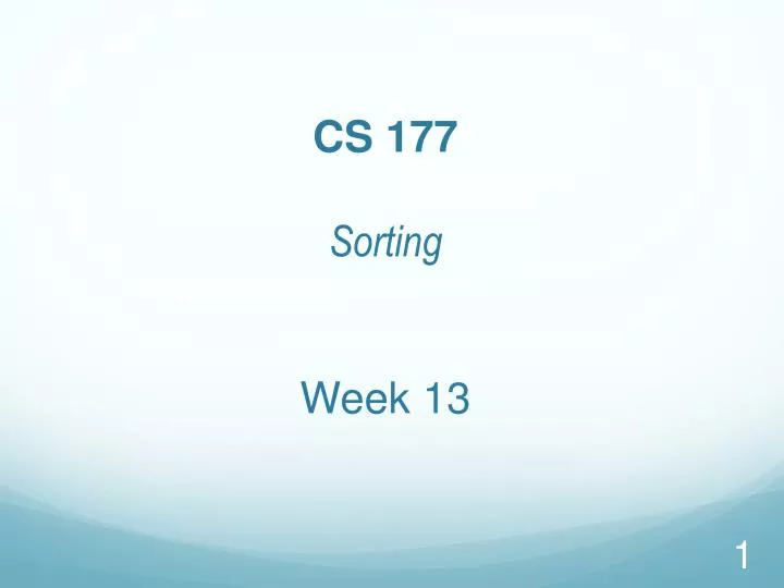 cs 177 sorting week 13