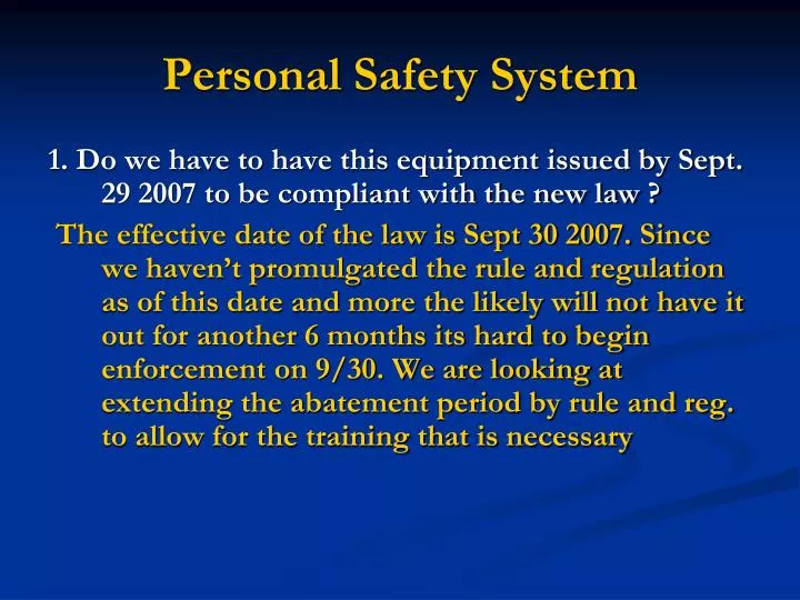 personal safety system