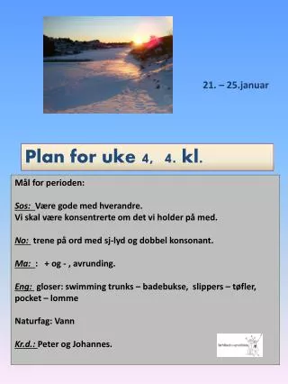 plan for uke 4 4 kl