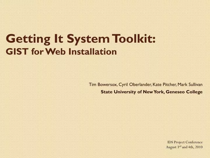 getting it system toolkit gist for web installation