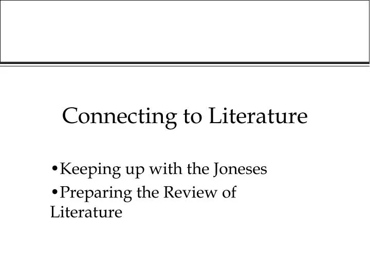 connecting to literature