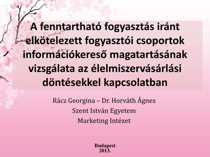 r cz georgina dr horv th gnes szent istv n egyetem marketing int zet