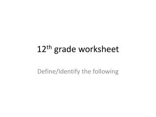 12 th grade worksheet