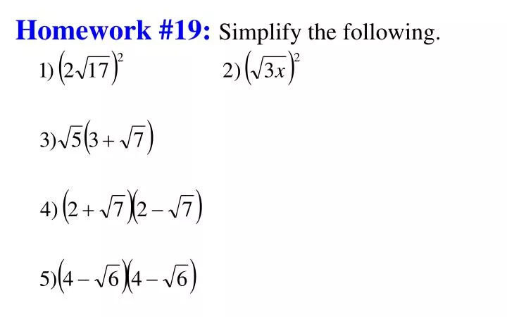 homework 19 simplify the following