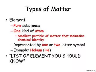 types of matter