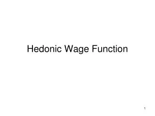 Hedonic Wage Function