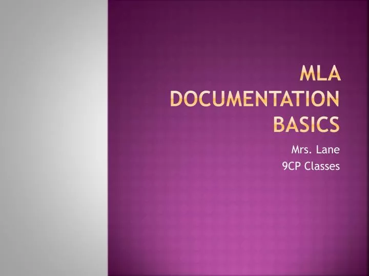 mla documentation basics