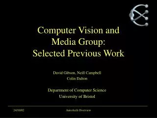 Computer Vision and Media Group: Selected Previous Work
