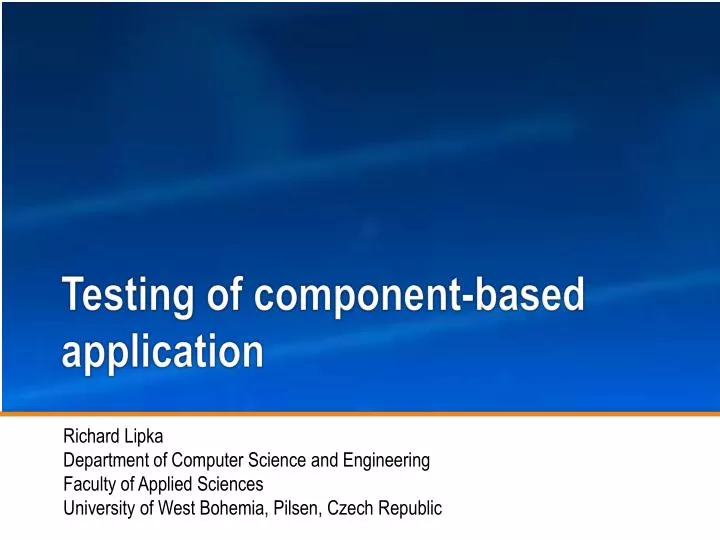testing of component based application
