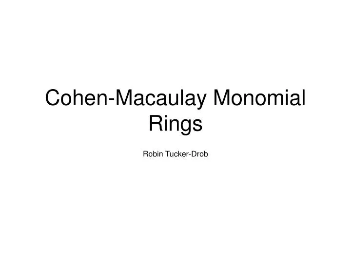 cohen macaulay monomial rings