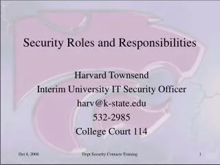 Security Roles and Responsibilities