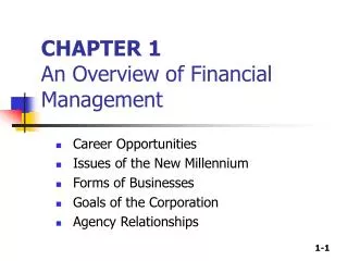 CHAPTER 1 An Overview of Financial Management