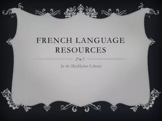 French Language Resources