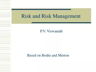 Risk and Risk Management