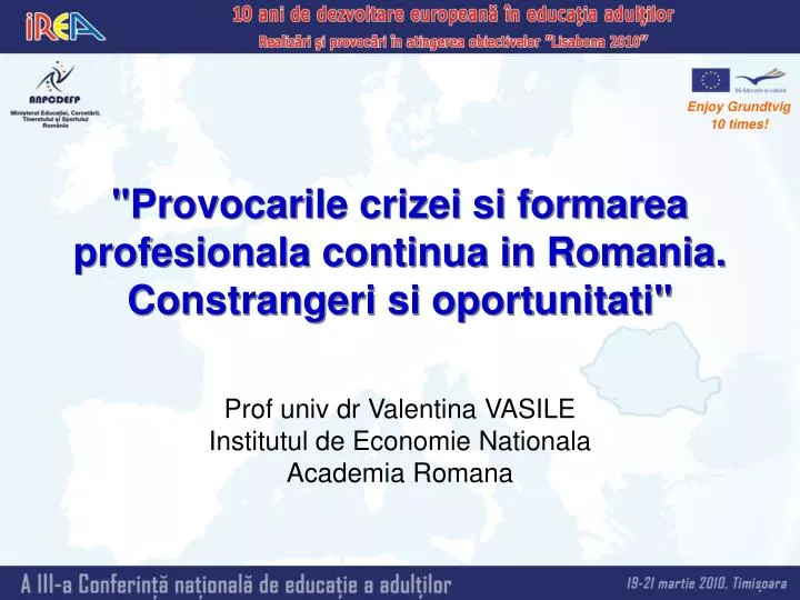 provocarile crizei si formarea profesionala continua in romania constrangeri si oportunitati