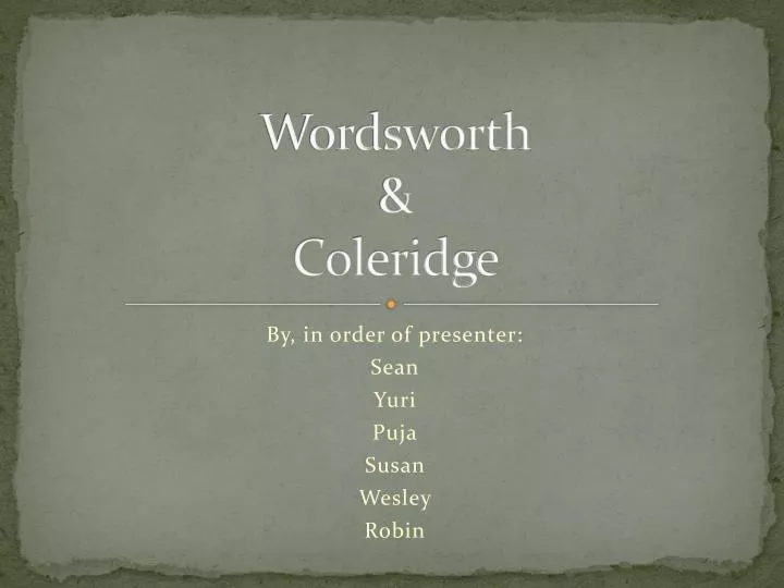 wordsworth coleridge