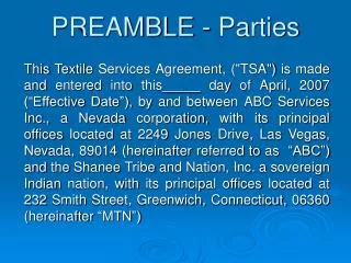 PREAMBLE - Parties