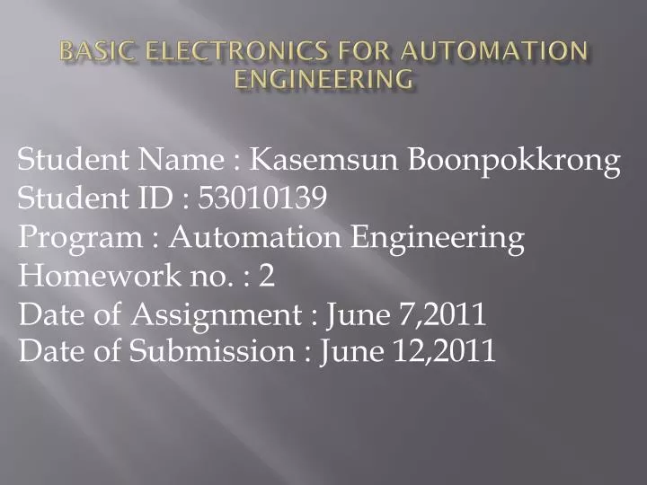 basic electronics for automation engineering