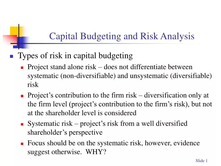capital budgeting and risk analysis