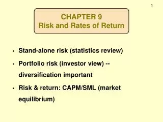 CHAPTER 9 Risk and Rates of Return