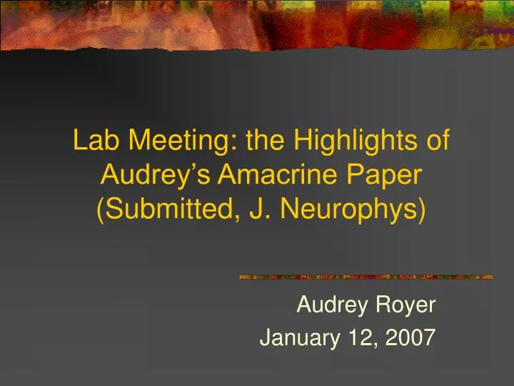 lab meeting the highlights of audrey s amacrine paper submitted j neurophys
