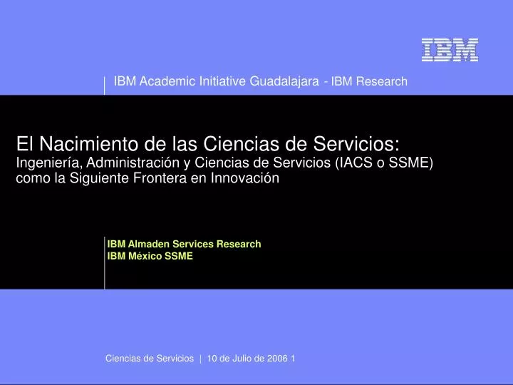 ibm almaden services research ibm m xico ssme