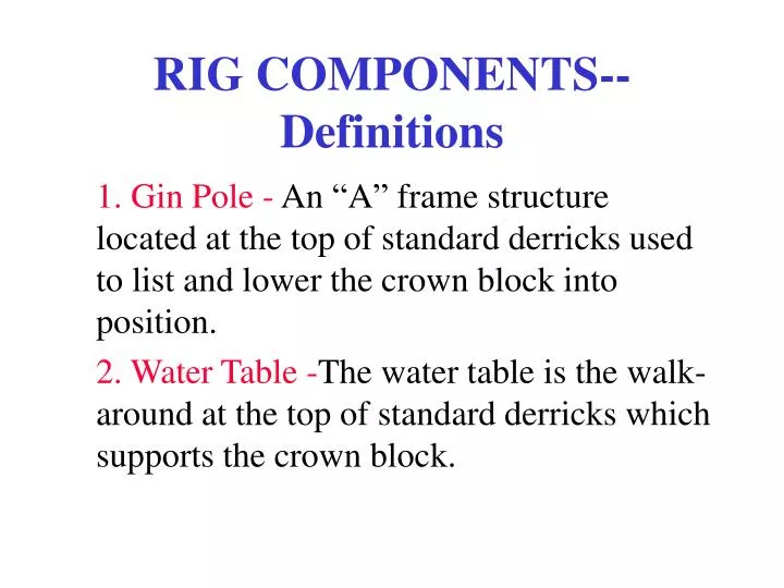 rig components definitions