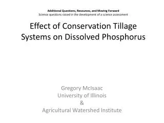 Gregory McIsaac University of Illinois &amp; Agricultural Watershed Institute