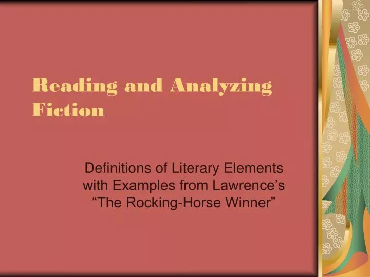 reading and analyzing fiction