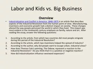 Labor and Kids vs. Big Business