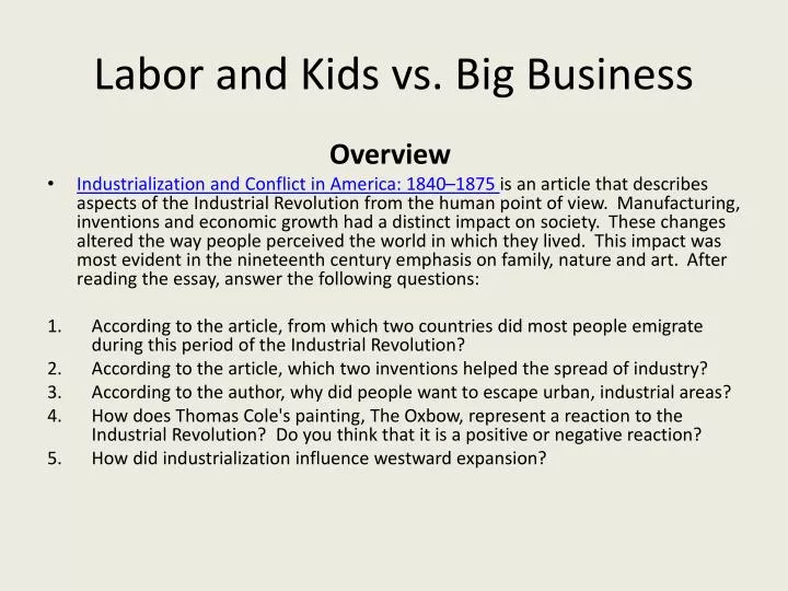 labor and kids vs big business