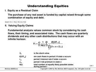 Understanding Equities I. Equity as a Residual Claim