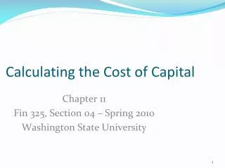 Calculating the Cost of Capital