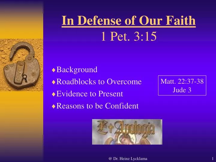 in defense of our faith 1 pet 3 15