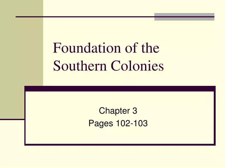 foundation of the southern colonies