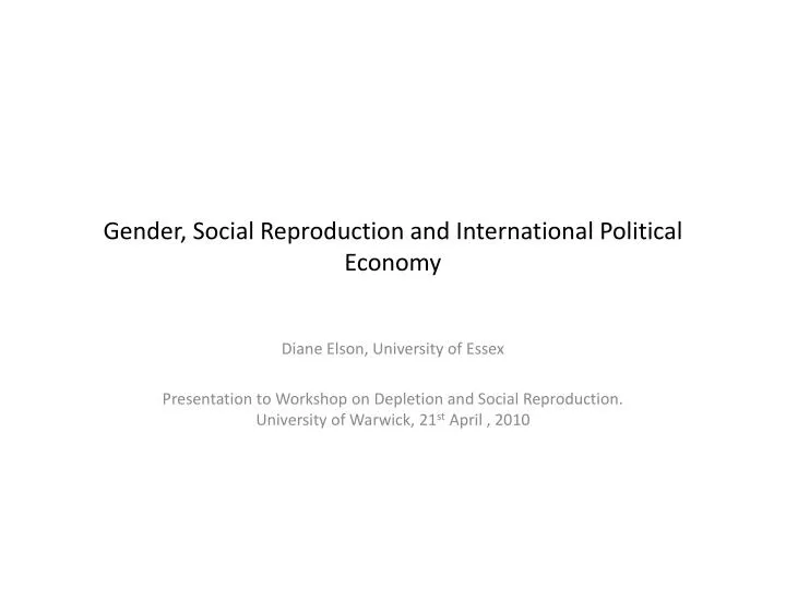 gender social reproduction and international political economy