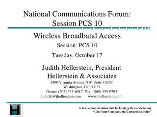 National Communications Forum: Session PCS 10