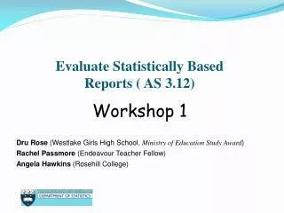 Evaluate Statistically Based Reports ( AS 3.12)