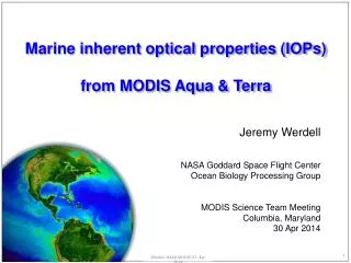 Marine inherent o ptical properties (IOPs) from MODIS Aqua &amp; Terra